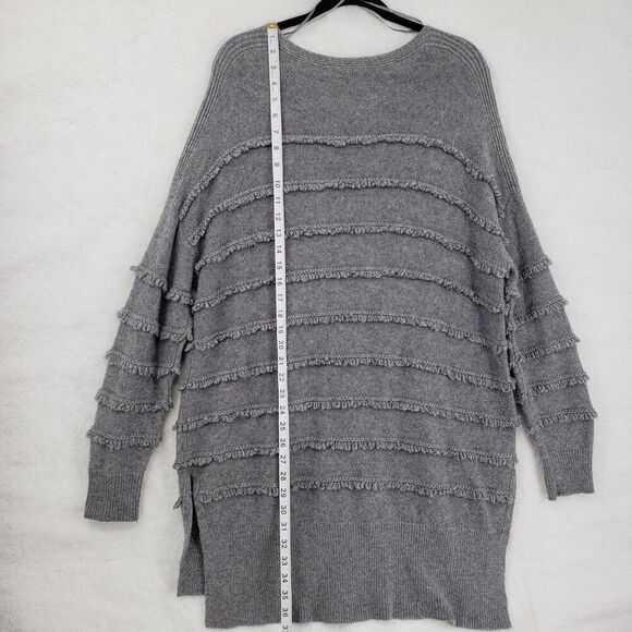 Saks Fifth Avenue Sweater Womens XL Fringe Textured Pullover Wool Cashmere Blend - Picture 6 of 8